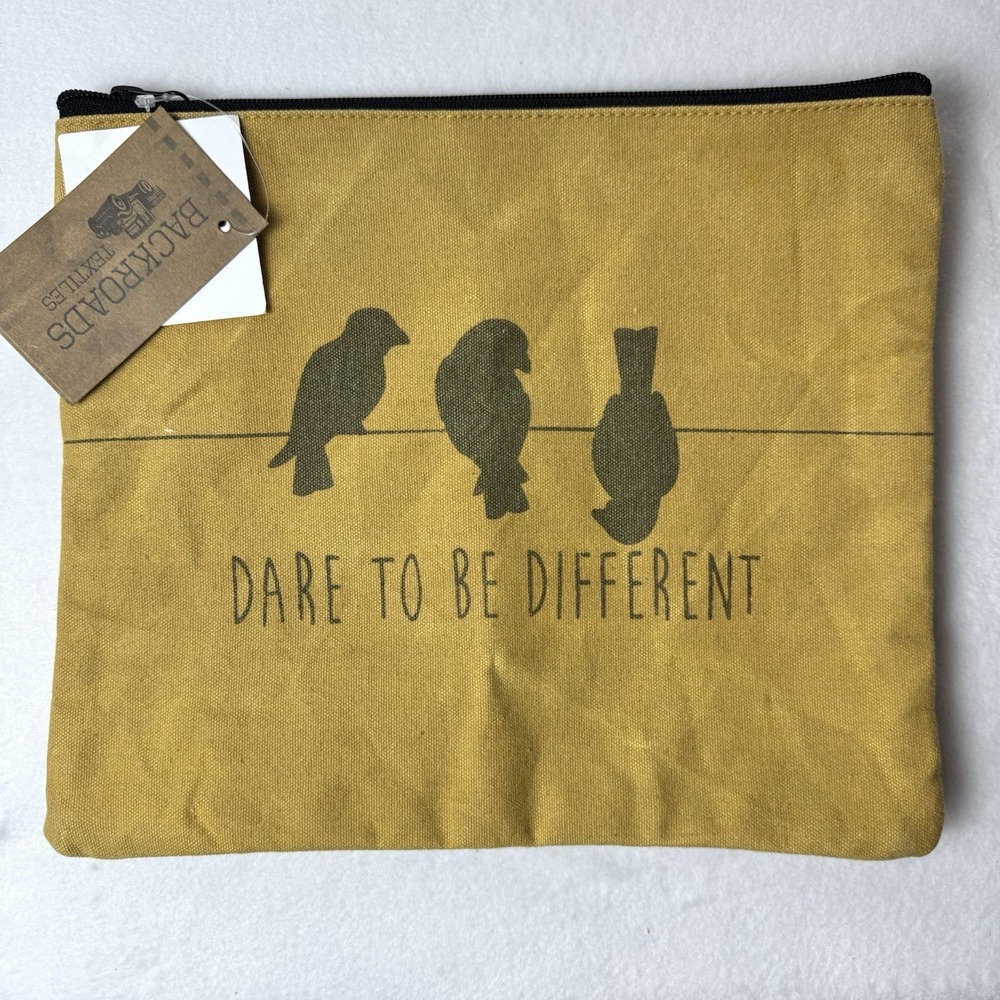 New CTW Home Collection Dare To Be Different Canvas Travel Bag Cosmetic Mustard